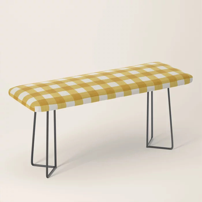Yellow Gouache Gingham Bench | Society6