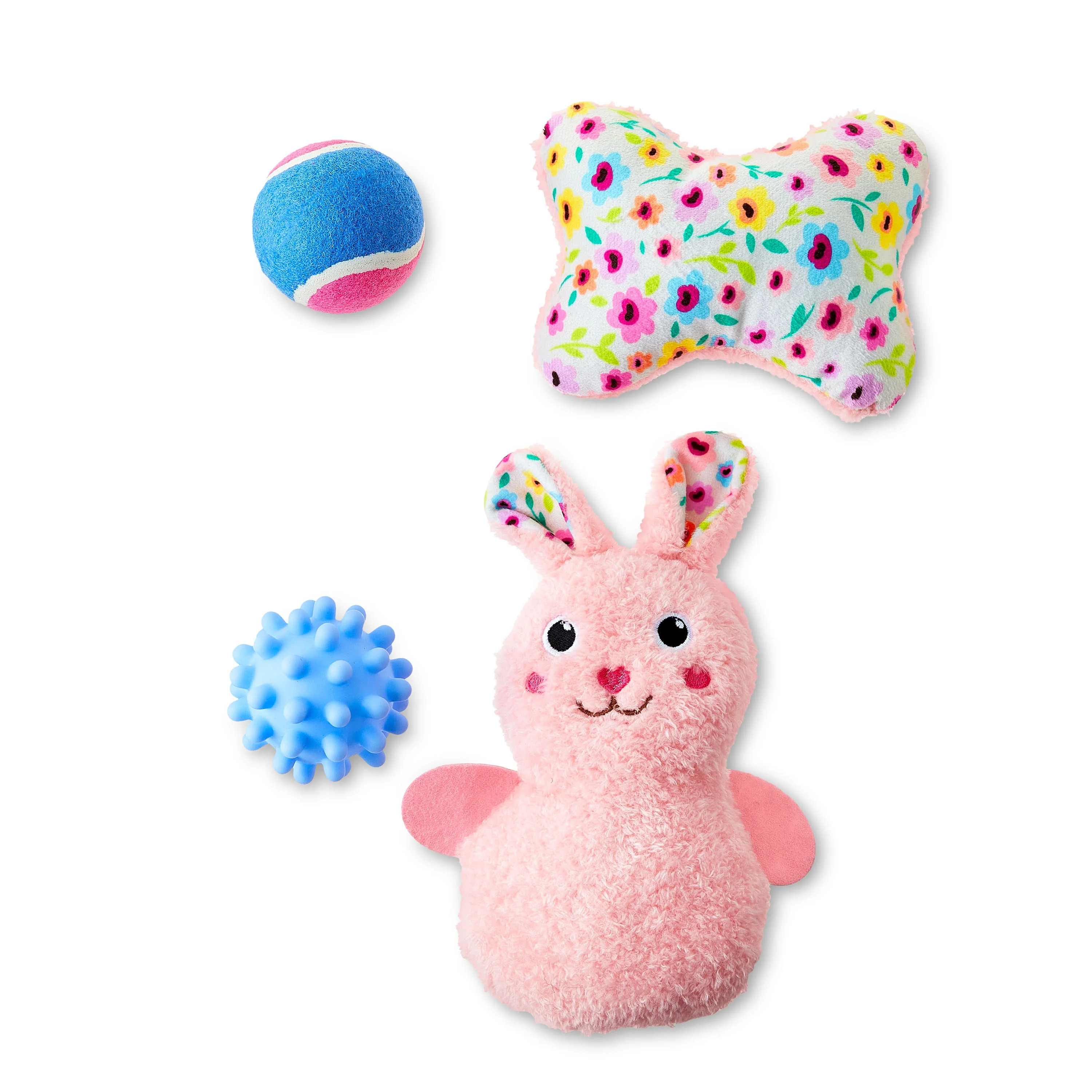 Vibrant Life Pink Easter Bunny Dog Toy Pack, Chew Level 2, 4 Pieces | Walmart (US)