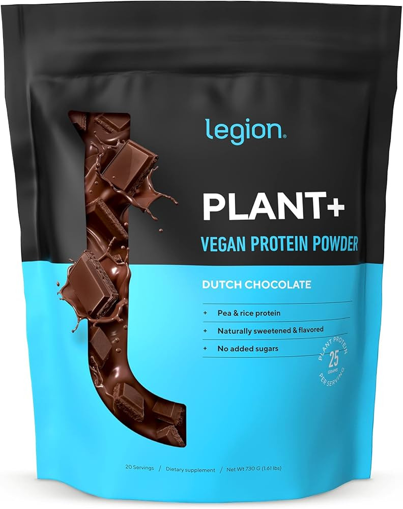 LEGION Plant+ Vegan Protein Powder, Chocolate - Rice and Pea, Plant Based Protein Blend. Gluten F... | Amazon (US)