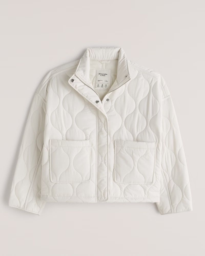Women's Cropped Lightweight Quilted Puffer | Women's Clearance | Abercrombie.com | Abercrombie & Fitch (US)