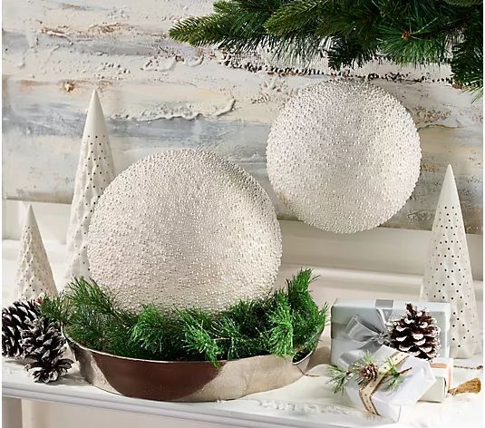 Simply Stunning S/2 Decorative Hanging Pearl Spheres by Janine Graff - QVC.com | QVC