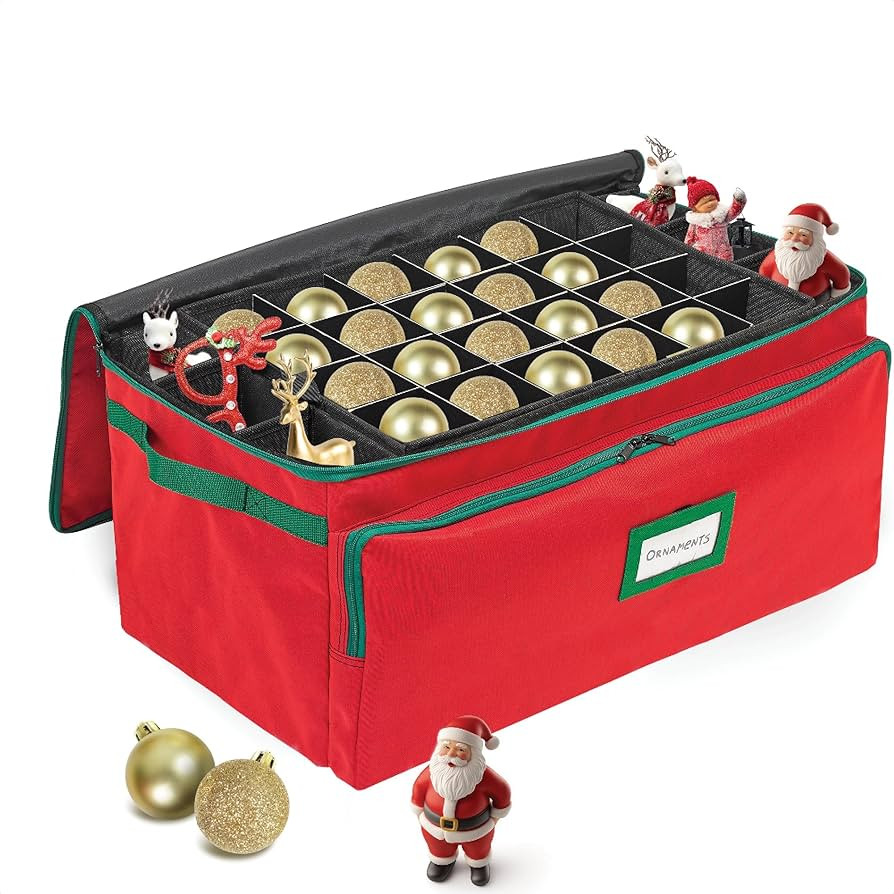 Premium Christmas Ornament Storage Box – Holds up to 72-3” Ornaments + 8 Side Slots for Figur... | Amazon (US)