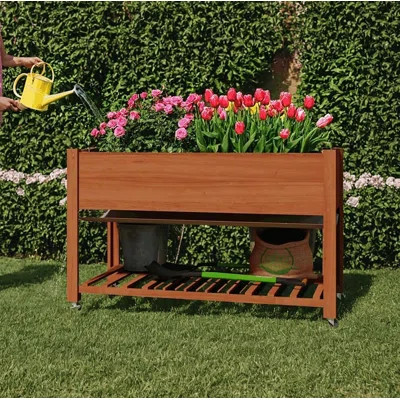 Wooden Raised Garden Bed With Legs,sturdy Raised Table Garden Bed With Wheels | Wayfair North America