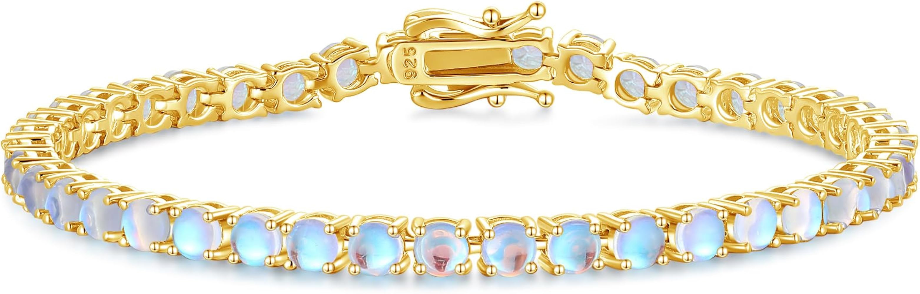 FANCIME Birthstone Bracelet Gold Tennis Bracelets 925 Sterling Silver Fine Jewelry Wedding Bridal... | Amazon (US)