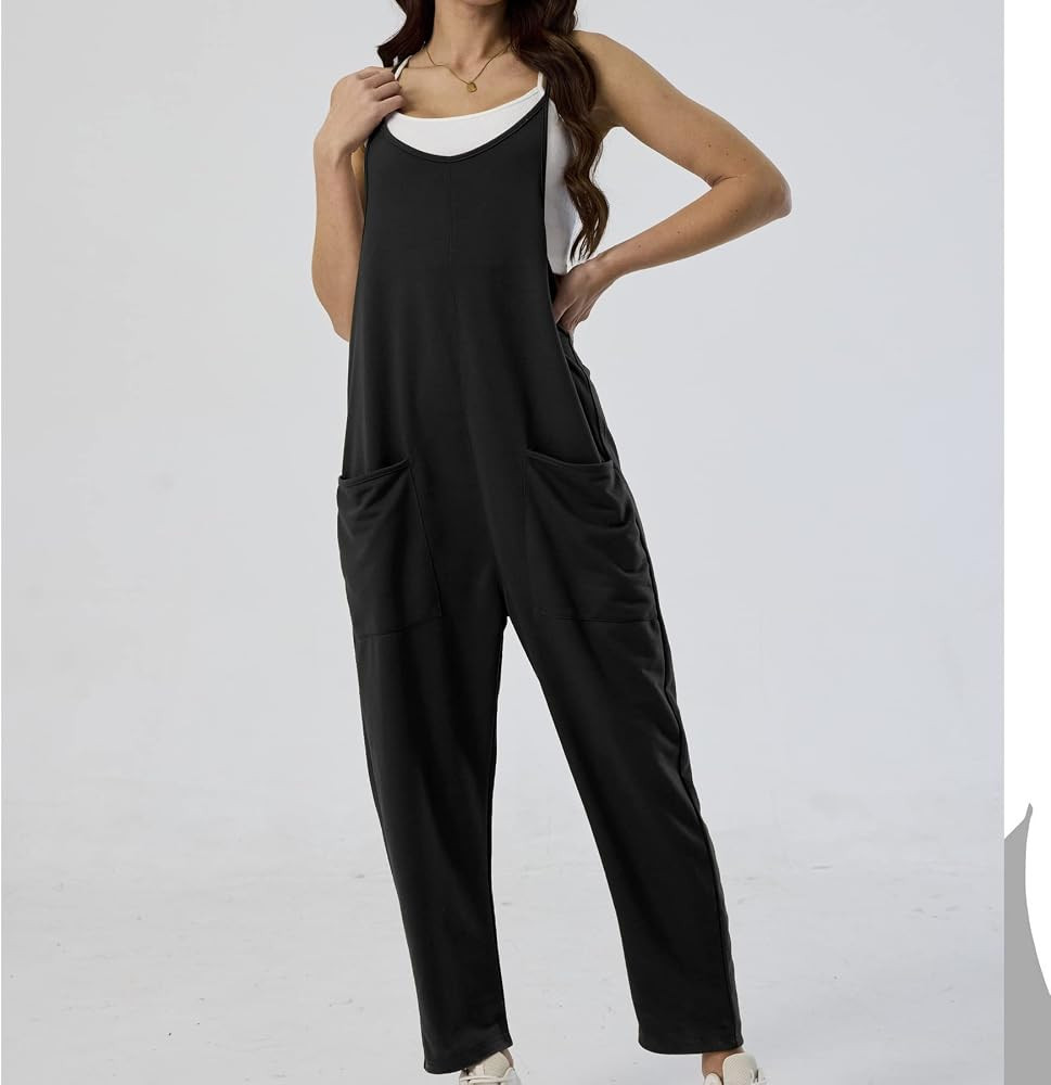 Ainangua Women's Casual Sleeveless Jumpsuits Adjustable Spaghetti Strap Overalls Long Harem Pants... | Amazon (US)