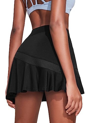 Ekouaer Women's Skort Performance Training & Running Skirt with Pockets Athletic Tennis Sportwear Black | Amazon (US)