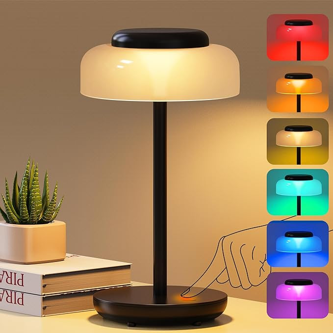 QiMH Battery Operated LED Table Lamp, 5000mAh Cordless Desk Lamp with 3 Level Brightness Touch Co... | Amazon (US)