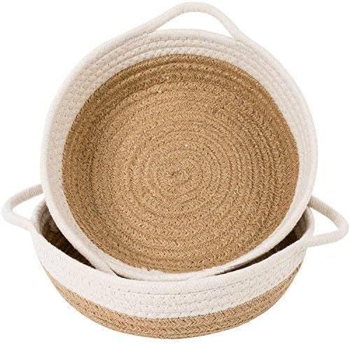 Goodpick 2pack Cotton Rope Basket - Woven Storage Basket - 9.8" x 8.7" x 2.8" Small Rope Baskets ... | Amazon (UK)