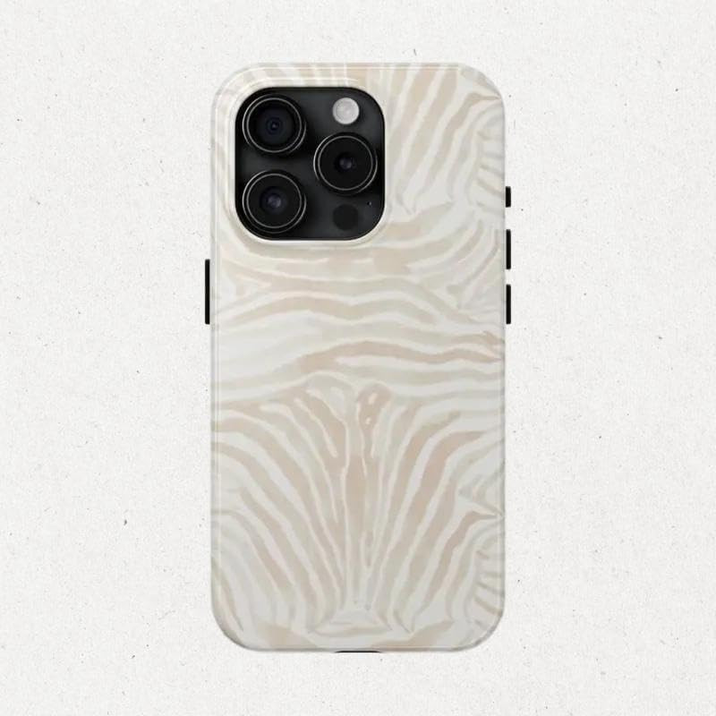 Apricot Zebra Animal Print Phone Case for iPhone 12-17 Series, Cute Matte Shockproof Heavy Duty D... | Amazon (US)
