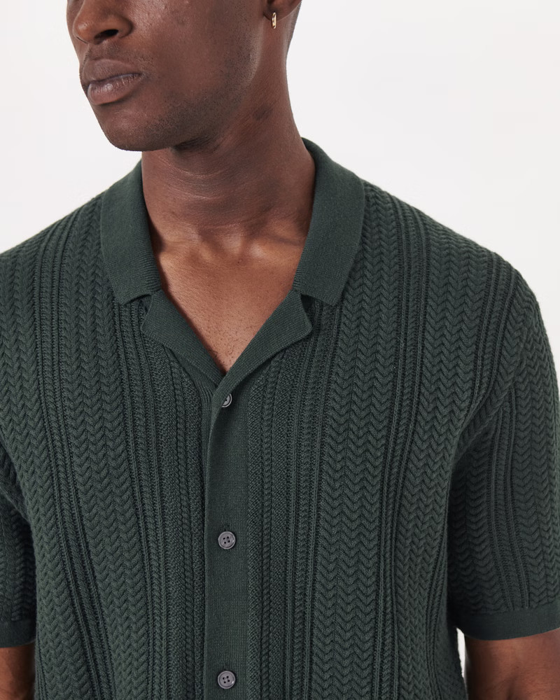 Stitch Button-Through Sweater Polo | Abercrombie & Fitch (US)