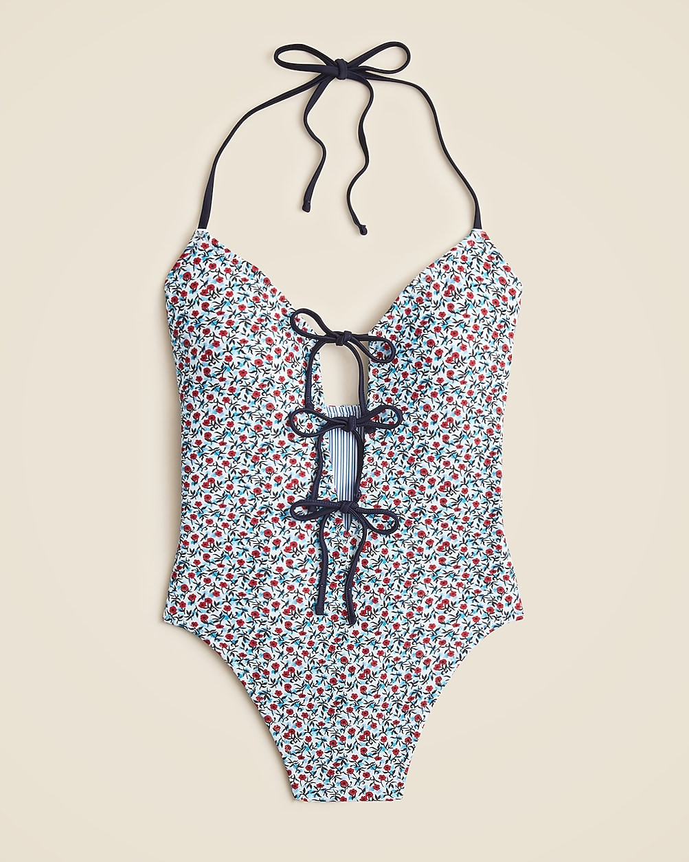 Tie-front halter one-piece | J. Crew US