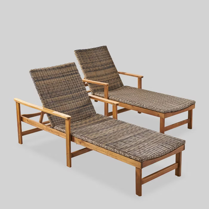 Hampton 2Pk Acacia Chaise Lounge - Christopher Knight Home | Target