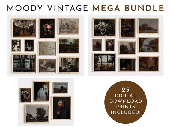 Moody Vintage MEGA BUNDLE 25 Prints Included  | Dark Academia Decor | Vintage Moody Paintings | P... | Etsy (US)