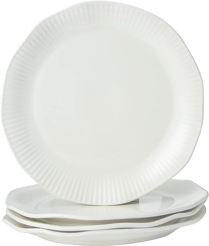 Ceramic Dinner Plates Set of 4, Hasense Ivory White Dish Set Serving Plates, 10.6" Kitchen Porcel... | Amazon (US)