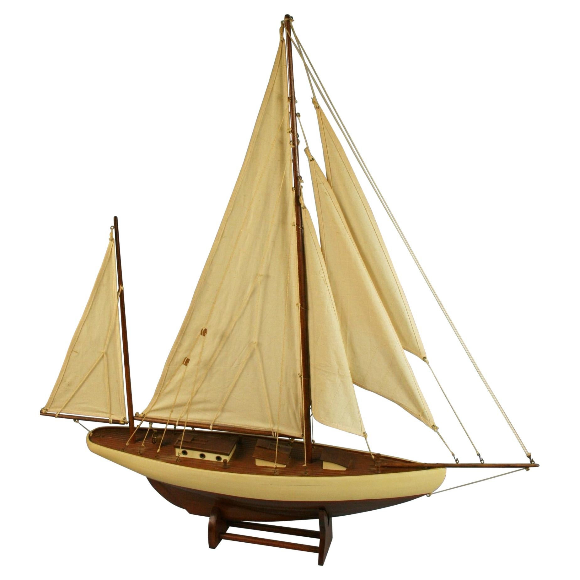 Large Scale Hand Crafted Sail Boat Model | 1stDibs