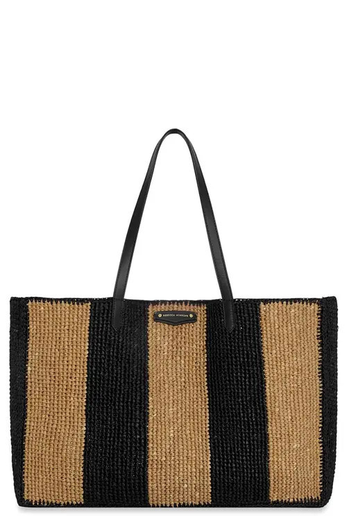 Rebecca Minkoff Large Raffia Tote in Black/Brown at Nordstrom | Nordstrom
