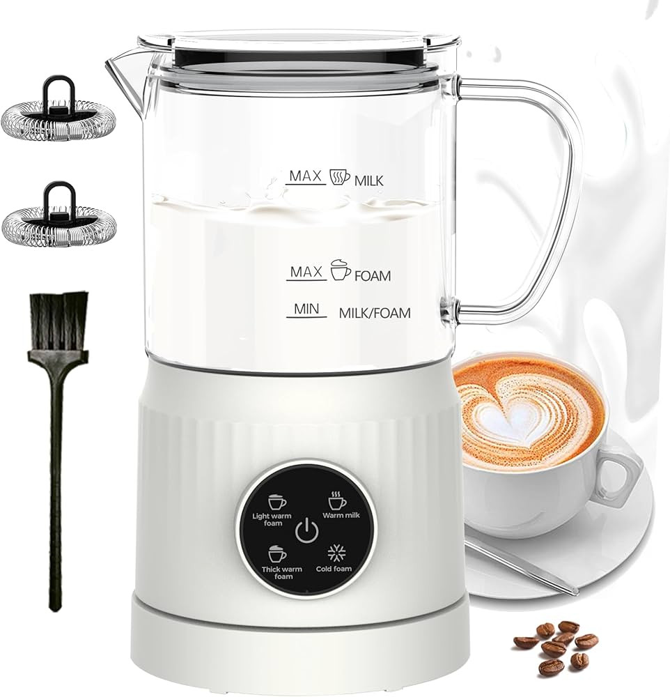 4-in-1 Milk Frother, Electric Milk Frother and Steamer with LED Touch Screen, Non-stick Bottom, M... | Amazon (US)
