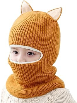 Toddler Winter Hat Baby Balaclava 2 in 1,Fleece Lined Knitted Beanie with Face Mask, Ear Flaps & ... | Amazon (US)
