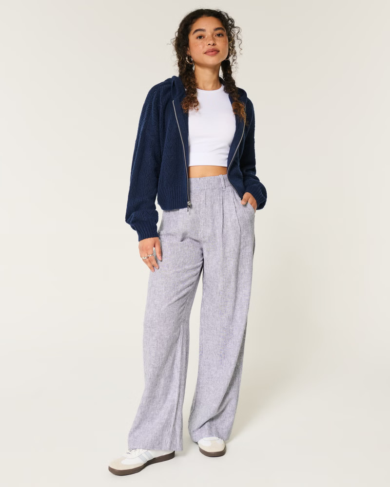 Hollister Livvy Ultra High-Rise Linen-Blend Wide-Leg Pants | Hollister (US)