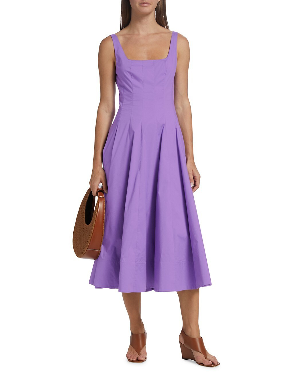 STAUD Wells Cotton Poplin A-Line Midi-Dress | Saks Fifth Avenue