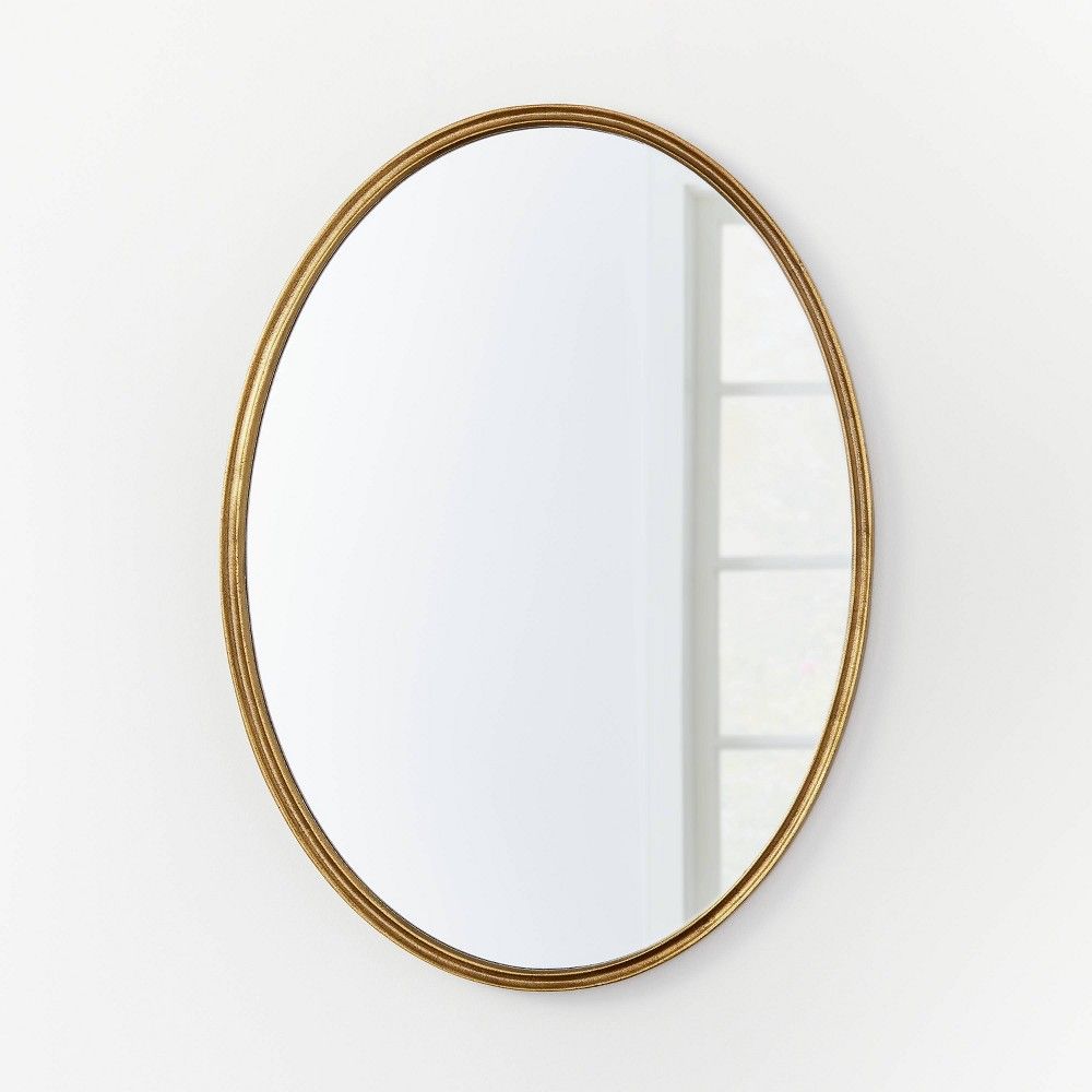26"" x 36"" Oval Shape Antique Mirror Brass - Threshold designed with Studio McGee | Target