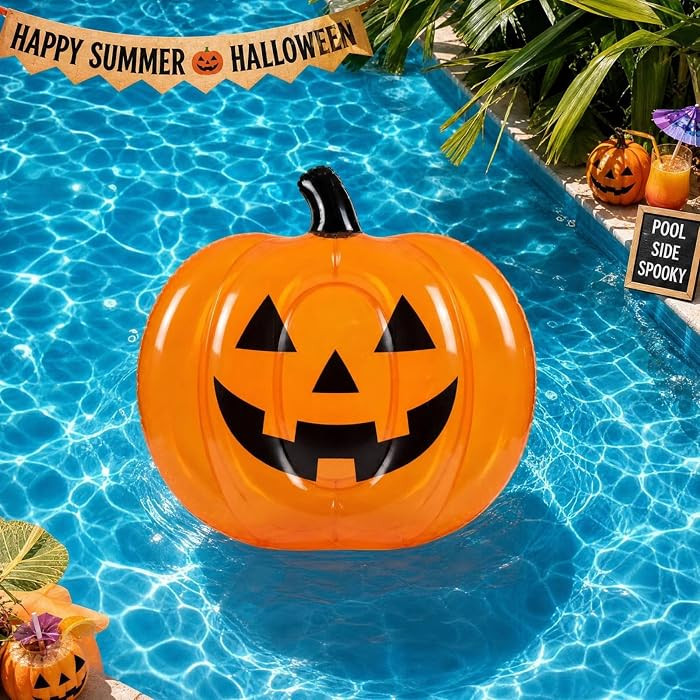Chalyna Summer Halloween Pumpkin Pool Float Decorations 35.43x31.5x7.87inch Large Inflatable Hall... | Amazon (US)