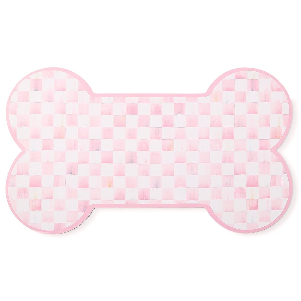 MACKENZIE-CHILDS Pup Placemat, Cute Pet Food Mat for Dog Bowls and Cat Bowls, Pink-and-White Rosy... | Amazon (US)