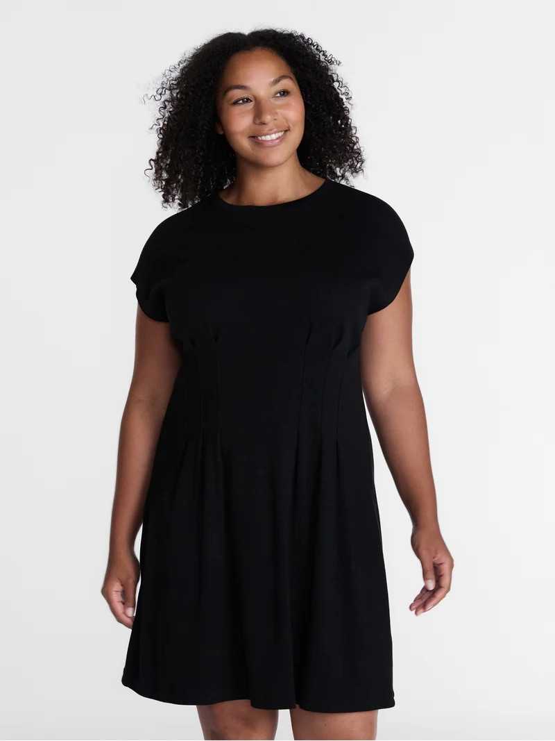 Time and Tru Women's Pleated Waist Cotton Mini Dress, Sizes XS-XXXL | Walmart (US)
