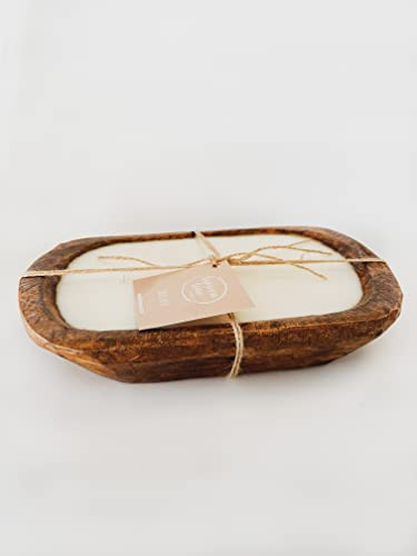 3 Wick Wooden Scented Dough Bowl Candle | Woven Wax | Amazon (US)