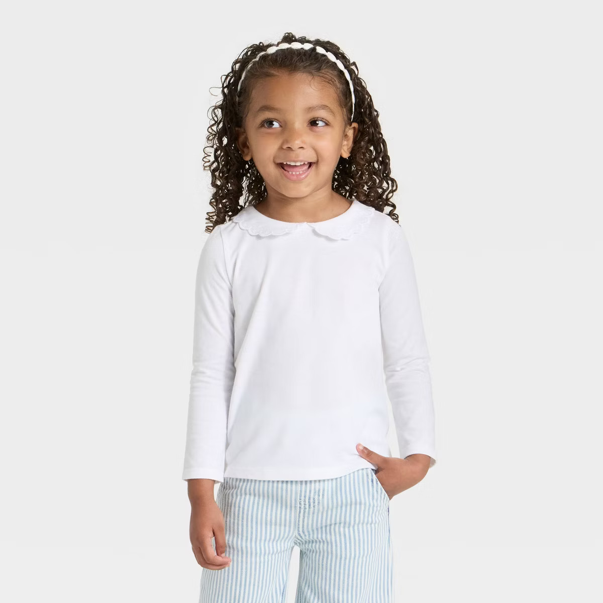 OshKosh B'gosh Toddler Girls' Long Sleeve Peter Pan Collar Shirt - White | Target