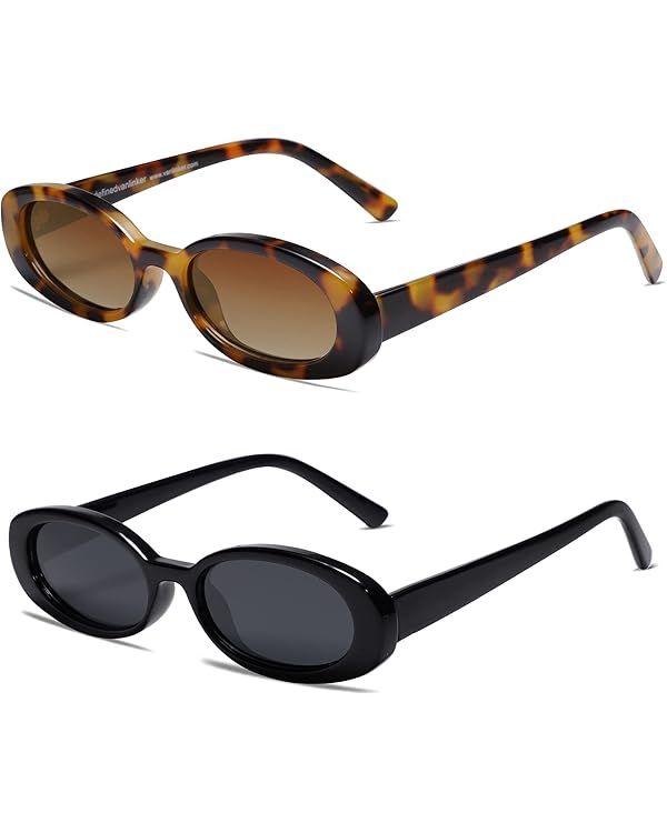 VANLINKER Polarized Retro Oval Sunglasses for Women and Men Small 90s Style VL9580 | Amazon (US)