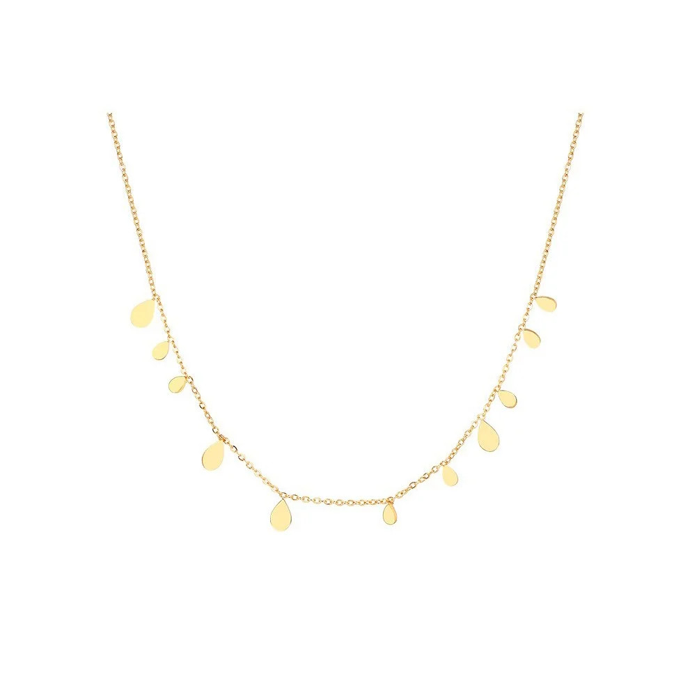 Women Water Droplets Chain Necklaces Gold Color Stainless Steel Collar Jewelry | Walmart (US)