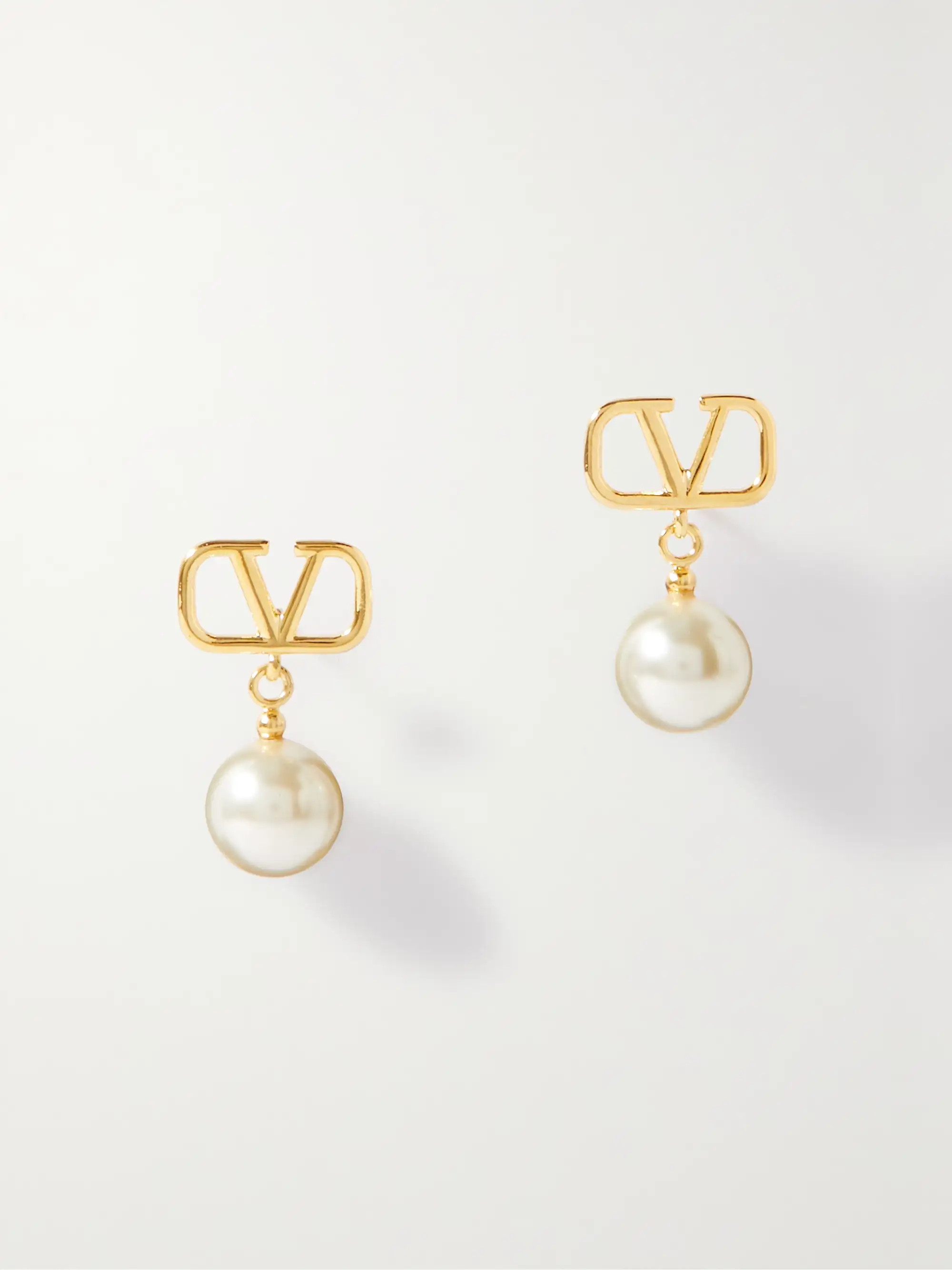 VLOGO gold-tone faux pearl earrings | NET-A-PORTER (US)