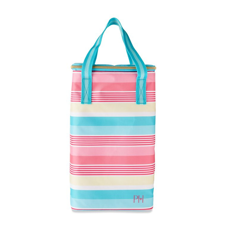 Paris Hilton Pink, Blue & Yellow Stripe Insulated Dual Wine Tote - Walmart.com | Walmart (US)