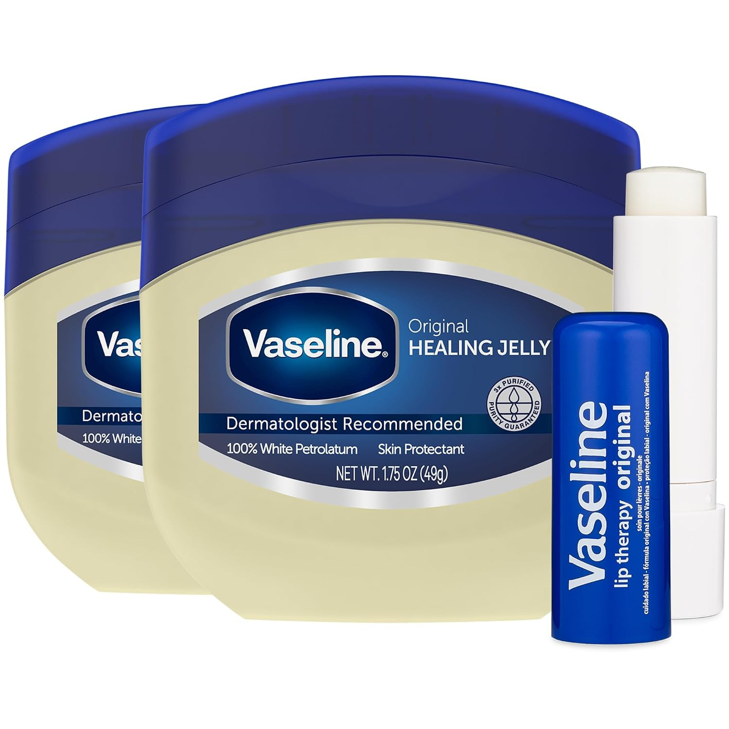 Vaseline Petroleum Jelly Travel-Size 2-Pack – Hypoallergenic Skin Protectant, Unscented Healing Ointment for Beauty & Personal Care, 1.75 Oz Ea | Amazon (US)
