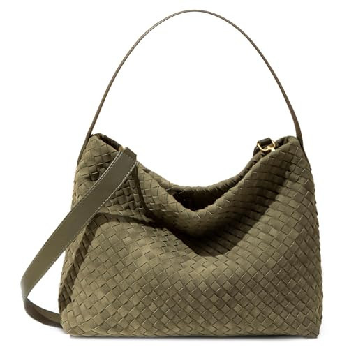 Rejolly Suede Tote Bag for Women Woven Hobo Handbag Slouchy Shoulder Purse Crossbody Designer Bag Suede Olive Green | Amazon (US)