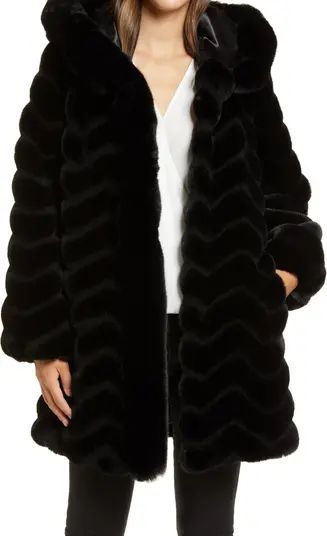 Grooved Faux Fur Hooded Jacket | Nordstrom