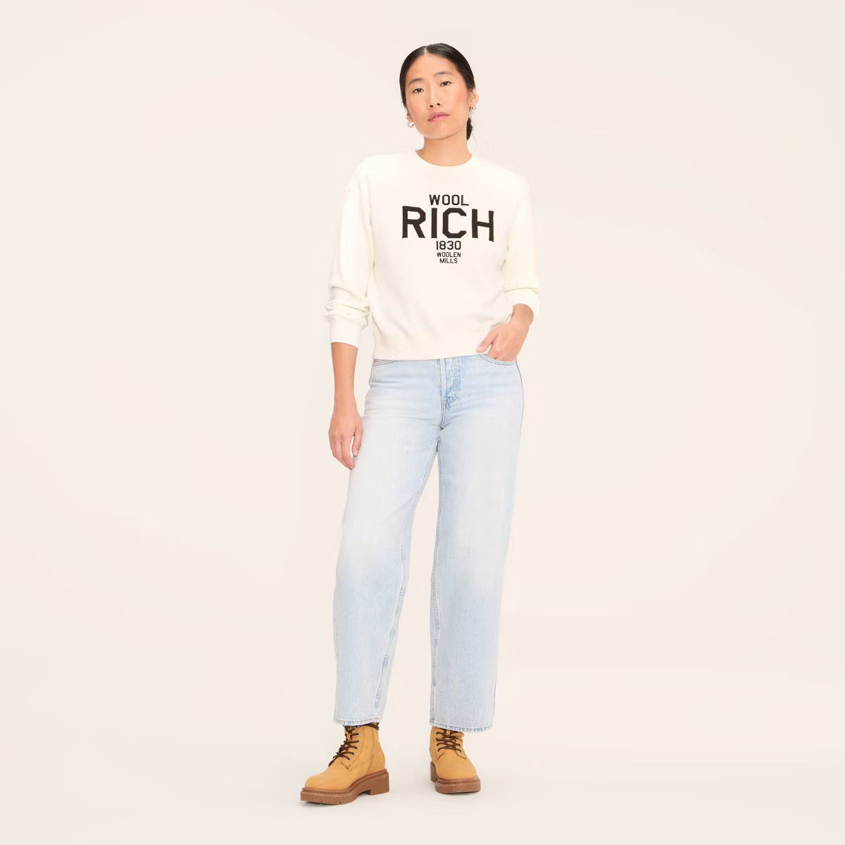 Women's Graphic Print Pullover Sweatshirt - Woolrich x Target Cream | Target