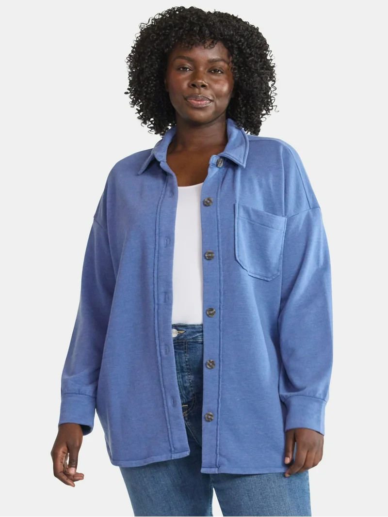 Terra & Sky Women's Plus Knit Shacket, Sizes 0X-5X | Walmart (US)