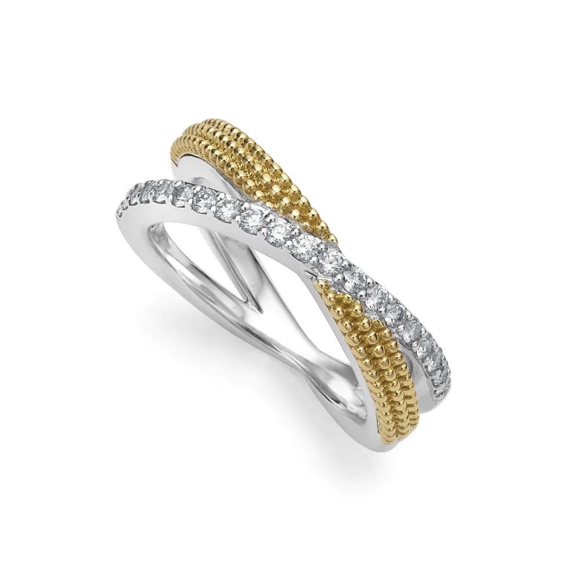 Caviar Lux Two Tone X Diamond Ring | LAGOS