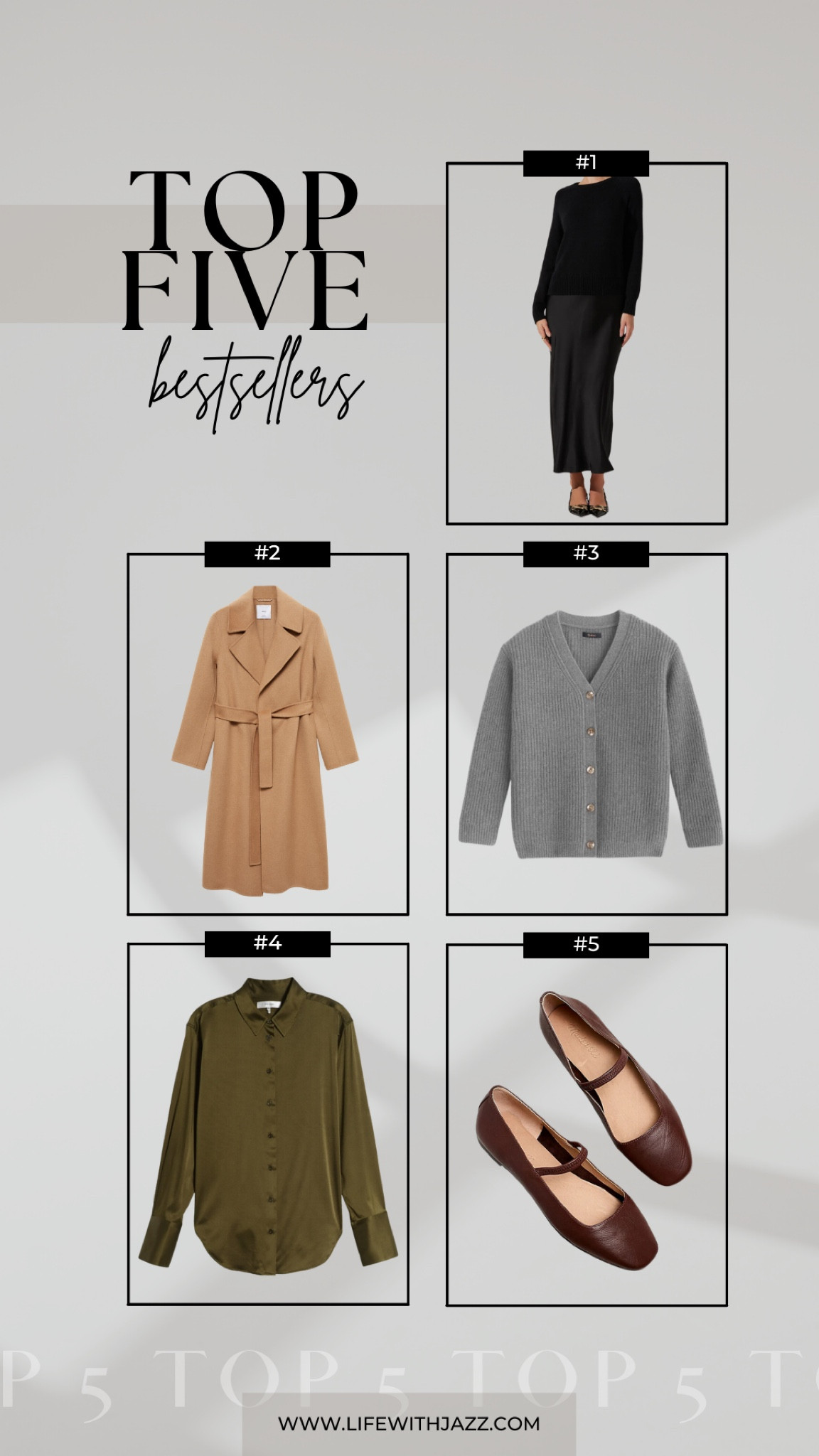 This week’s top 5 bestsellers - 

1. Astr the label Helene long sleeve dress 
2. Mango camel coat 
3. Quince cashmere cardigan 
4. LilySilk tailored button down silk shirt 
5. Madewell the Greta ballet flats 

#LTKShoeCrush #LTKSeasonal