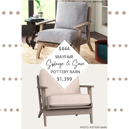 🚨Updated Find🚨 Pottery Barn’s Raylan Upholstered Armchair is made of solid wood, has removable upholstered cushions, and comes in a brown or black finish.  It has a neutral, laid-back style, making it very versatile; you can also customize the fabric on the chairs (including performance fabric options).

Wayfair’s Jairden Farmhouse Accent Chair is made of solid wood and features a laid-back silhouette and track arms.  It’s available in two colors (a neutral tan and light grey), and the cushions are also removable.

#chair #sidechair #accentchair #livingroom #potterybarn #potterybarndupe #lookforless #homedecor #decor #furniture #dupes #nursery #office.  Pottery Barn dupe.  Pottery Barn Raylan Upholstered Armchair dupe. Pottery Barn dupes. Pottery Barn furniture dupes. Pottery Barn look for less. Pottery Barn furniture. Farmhouse style. Farmhouse side chair. Accent chair. Living room inspiration. Living room furniture. Living room chairs. Modern farmhouse style. Rustic living room.  

#LTKstyletip #LTKsalealert #LTKhome