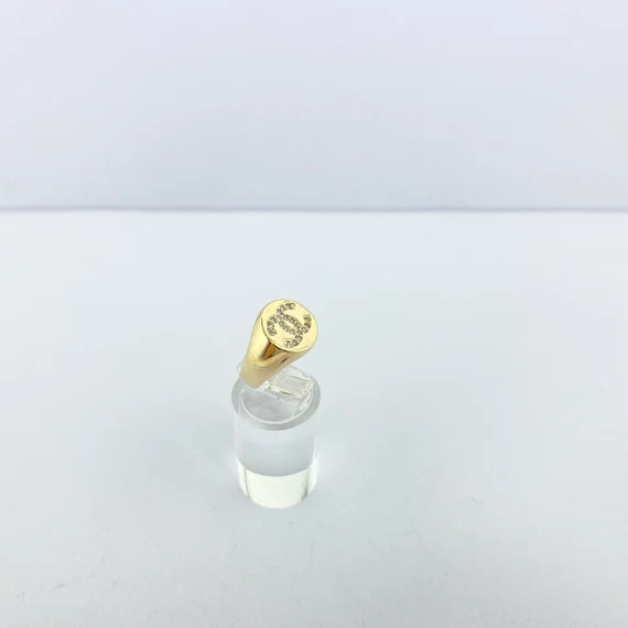 Pinky Signet ring,Chanel Inspired Ring,Chanel Signet ring,Chanel Jewellery,Ajustable Gold ring,CZ... | Etsy (US)
