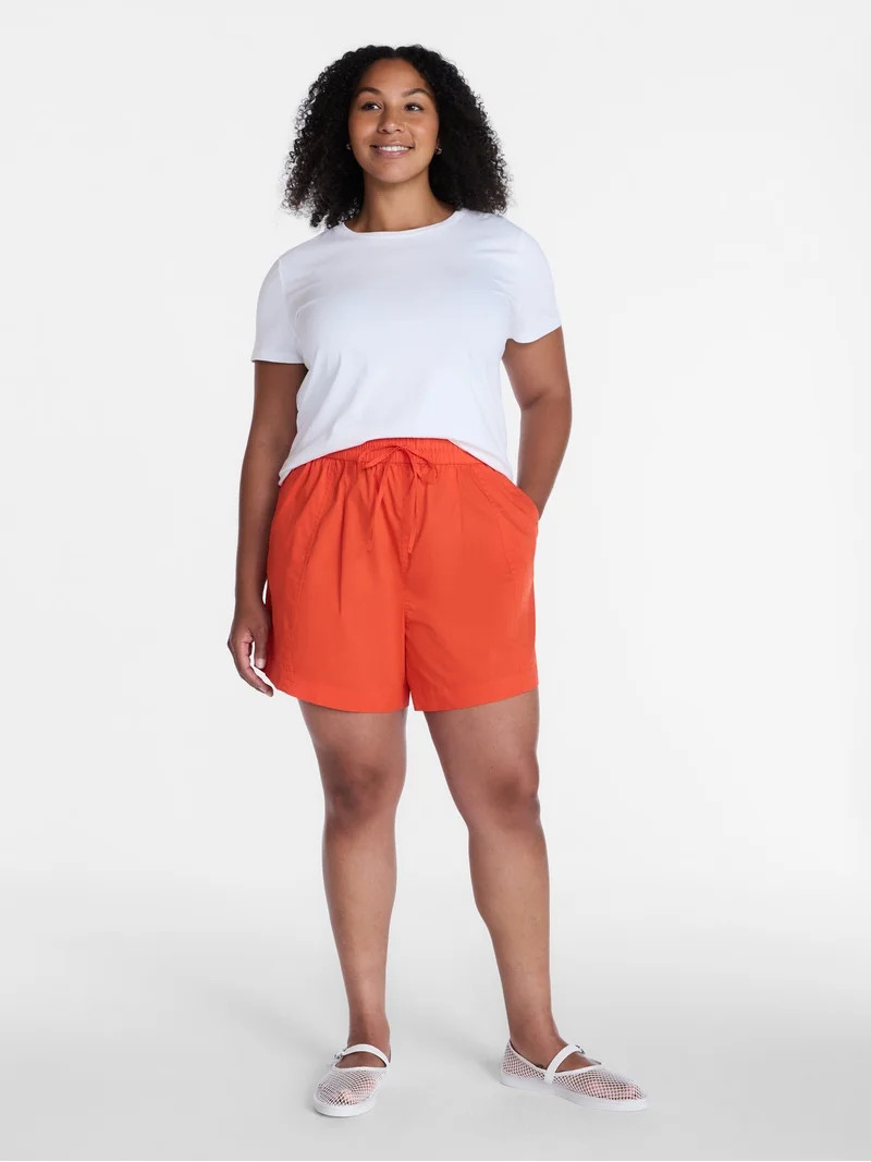 Time and Tru Women’s Mid Rise Poplin Shorts, Sizes XS-XXXL | Walmart (US)