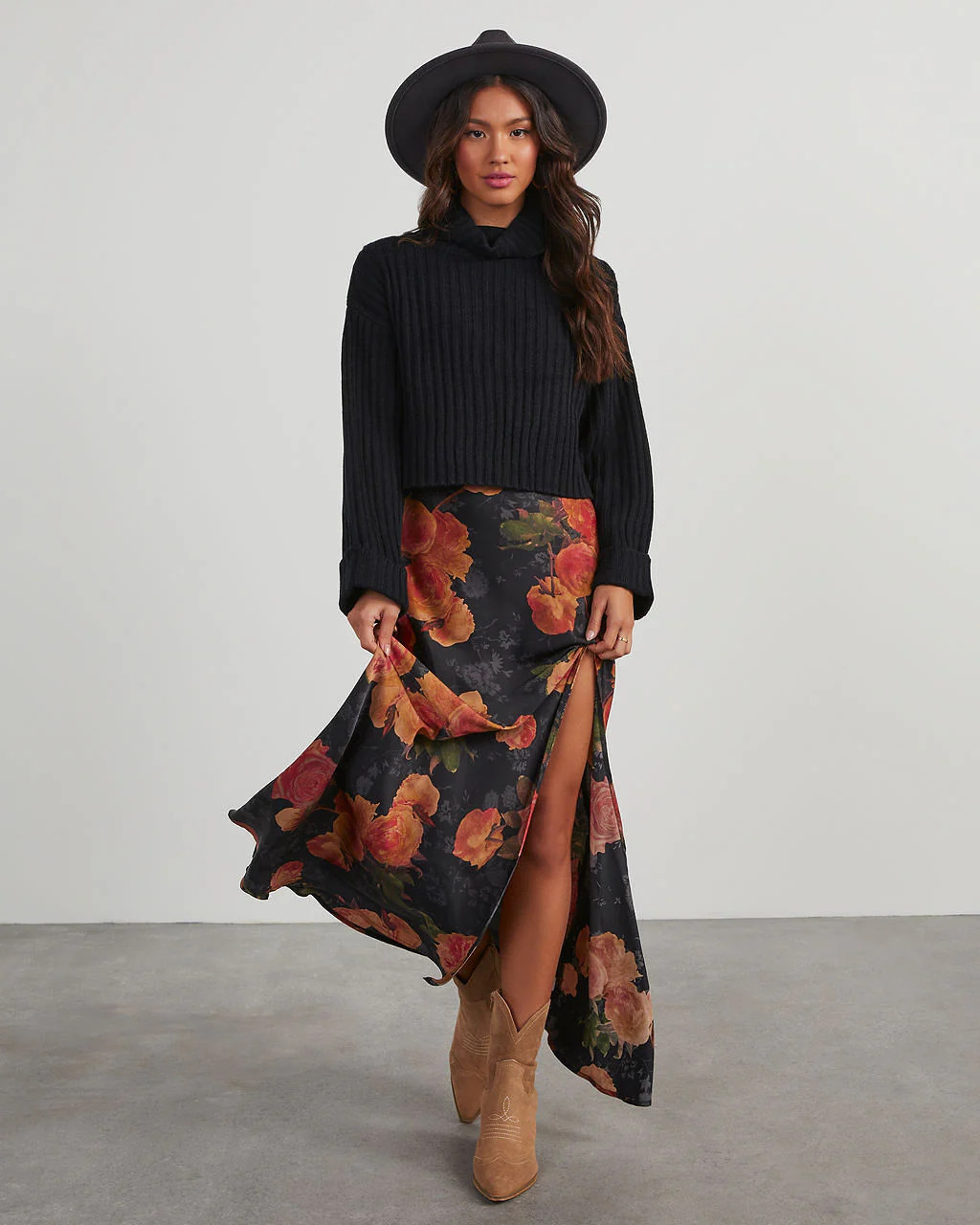 Arielle Ribbed Knit Turtleneck Crop Sweater | VICI