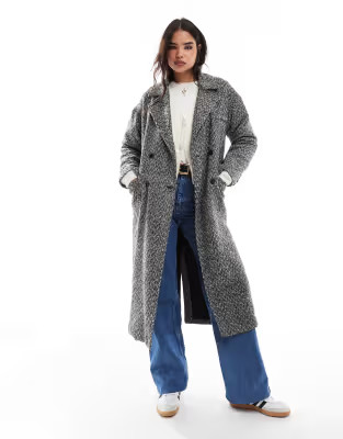 Wednesday's Girl tailored oversized herringbone coat in charcoal grey | ASOS | ASOS (Global)