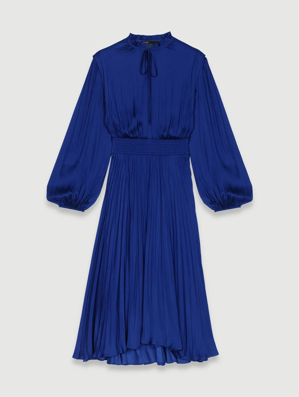 Pleated and satiny midi dress Blue for Women | Maje | Maje US