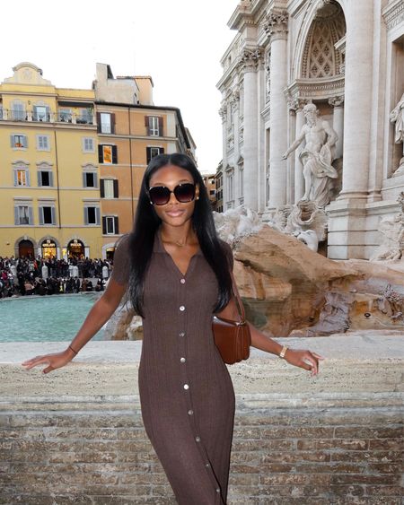 Italy outfit inspiration! Wore this brown dress to visit Trevi Fountain! So comfy and has a little bit of stretch! 🤎

#LTKstyletip #LTKeurope #LTKSeasonal