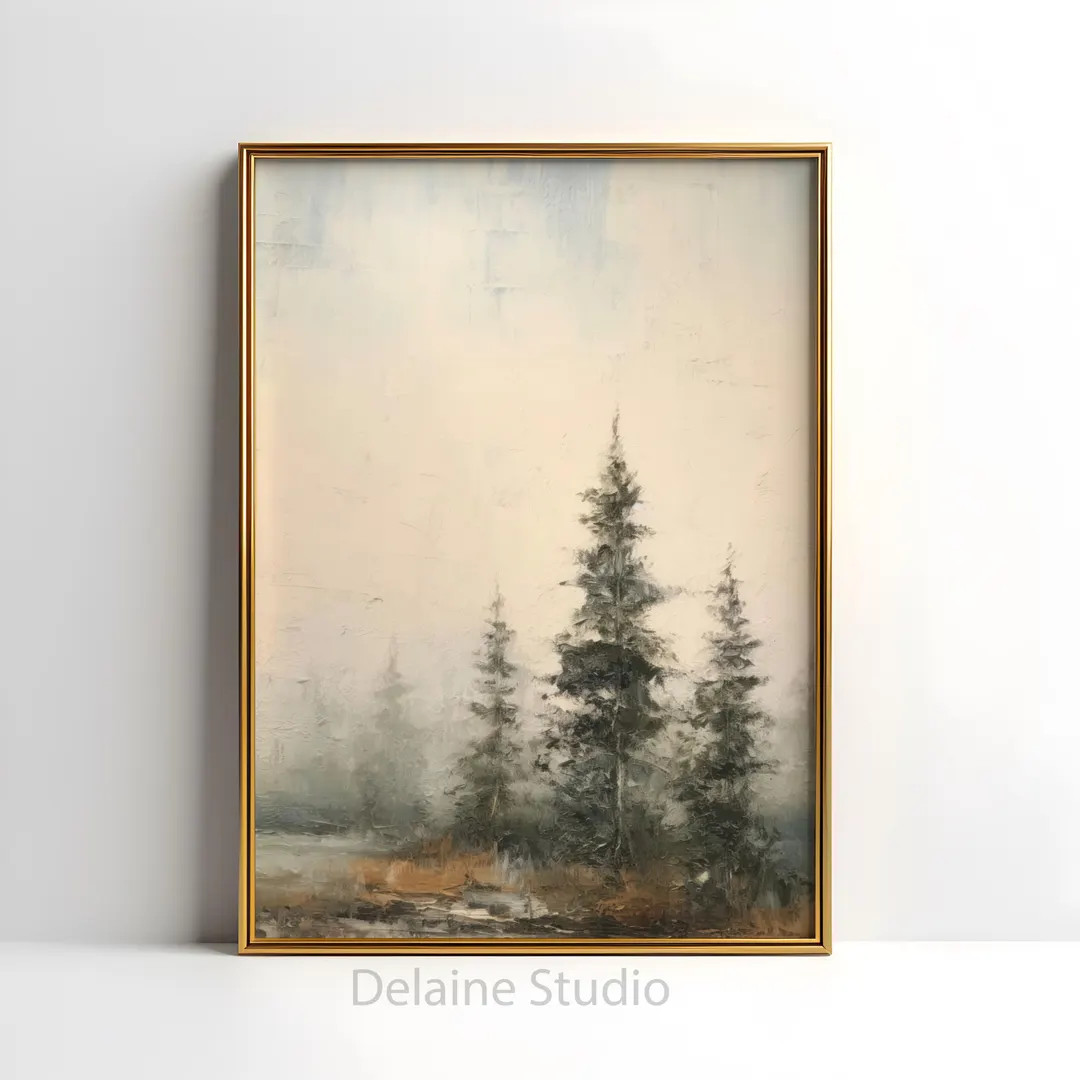 Winter Evergreen Tree Print | Country Farmhouse Christmas Art (Digital Download) | Etsy (US)