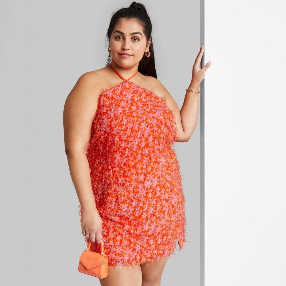 Women's Plus Size Sleeveless Side Slit Bodycon Dress - Wild Fable Orange Floral 3X | Target